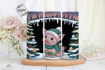 Christmas Piglet & Snowman 20oz Tumbler Sublimation sassyprint 
