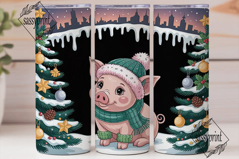 Christmas Piglet & Snowman 20oz Tumbler Sublimation sassyprint 