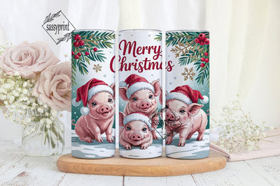 Christmas Piglets 20oz Tumbler Wrap Sublimation sassyprint 