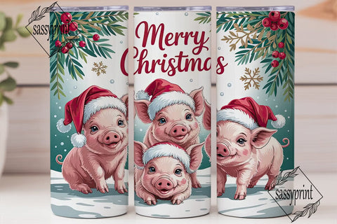 Christmas Piglets 20oz Tumbler Wrap Sublimation sassyprint 