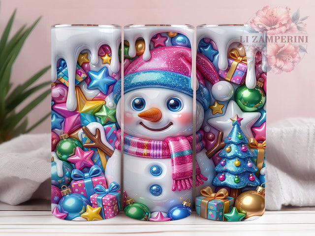 Christmas Pink Blue Snowman 20oz Tumbler, Pink Blue Snowman, Pink Snowman Tumbler, Blue Snowman Tumbler, Pink Blue Christmas, Snowman Tumbler PNG, Pink Snowman PNG, Blue Snowman PNG Sublimation Li Zamperini 
