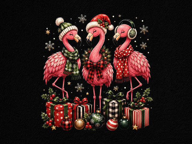 Christmas Pink Flamingo Clipart PNG SVG artprintfile 