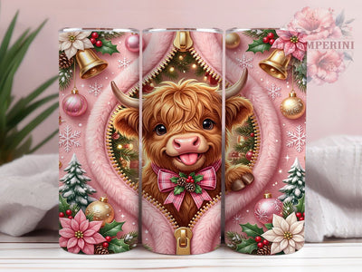 Christmas Pink Highland Cow 20oz Tumbler, Christmas Pink Cow, Pink Highland Cow, Christmas Highland, Highland Cow Tumbler, Pink Cow Tumbler, 20oz Tumbler Wrap, Highland Cow PNG Sublimation Li Zamperini 