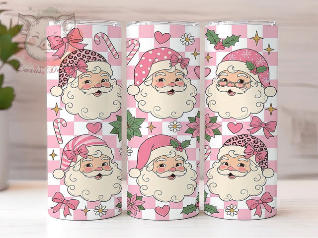 Christmas Pink Santa Faces 20oz Tumbler, Pink Santa Faces, Christmas Santa, Pink Santa PNG, Santa Faces PNG, Pink Christmas PNG, Santa Face Tumbler, 20oz Tumbler Wrap Sublimation Lara' s Designs 