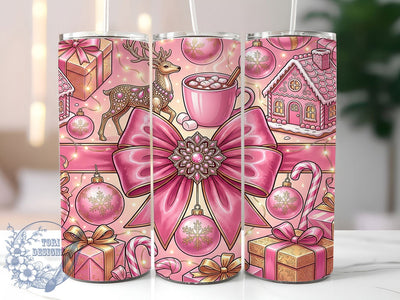 Christmas Pink Velvet Bow 20oz Tumbler, Pink Velvet Bow, Velvet Christmas Bow, Pink Bow Tumbler, Velvet Bow Tumbler, Bow Tumbler Wrap, Pink Christmas Bow, 20oz Tumbler Wrap Sublimation ToriDesigns 