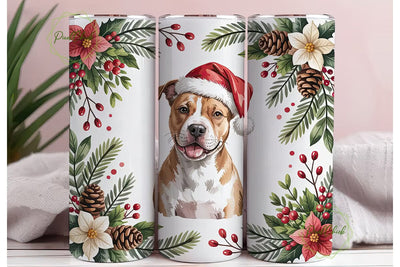 Christmas Pitbull 20oz Tumbler Wrap Sublimation PixelChick 