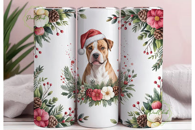 Christmas Pitbull 20oz Tumbler Wrap Sublimation PixelChick 