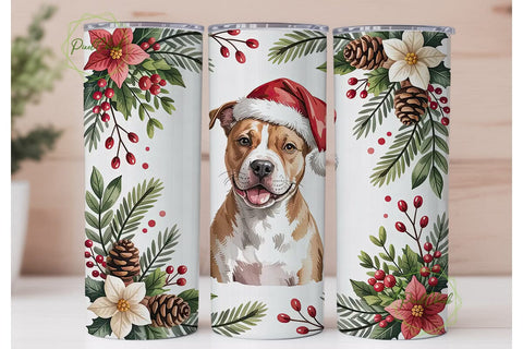 Christmas Pitbull 20oz Tumbler Wrap Sublimation PixelChick 