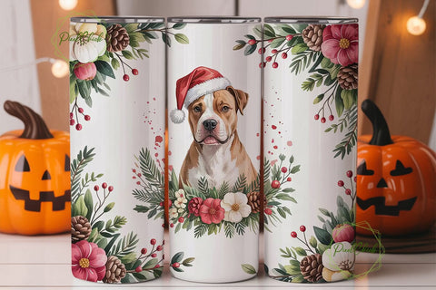 Christmas Pitbull 20oz Tumbler Wrap Sublimation PixelChick 
