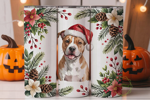 Christmas Pitbull 20oz Tumbler Wrap Sublimation PixelChick 
