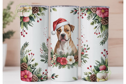 Christmas Pitbull 20oz Tumbler Wrap Sublimation PixelChick 
