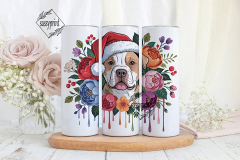 Christmas Pitbull 20oz Tumbler Wrap Sublimation sassyprint 