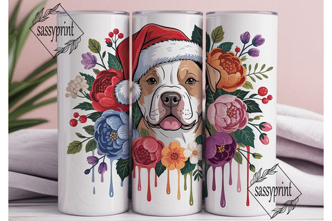 Christmas Pitbull 20oz Tumbler Wrap Sublimation sassyprint 