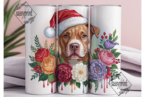 Christmas Pitbull 20oz Tumbler Wrap Sublimation sassyprint 