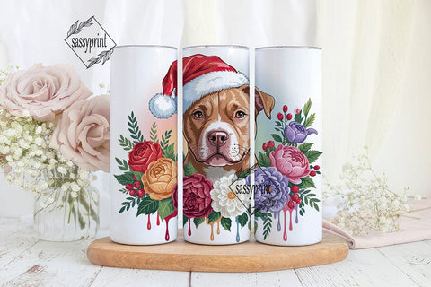 Christmas Pitbull 20oz Tumbler Wrap Sublimation sassyprint 