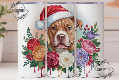 Christmas Pitbull 20oz Tumbler Wrap Sublimation sassyprint 