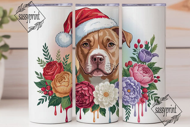 Christmas Pitbull 20oz Tumbler Wrap Sublimation sassyprint 