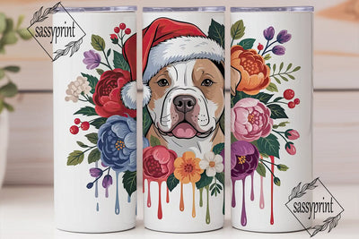 Christmas Pitbull 20oz Tumbler Wrap Sublimation sassyprint 