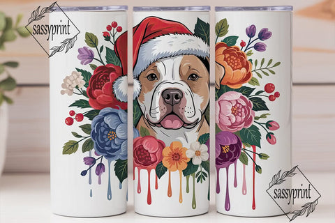 Christmas Pitbull 20oz Tumbler Wrap Sublimation sassyprint 