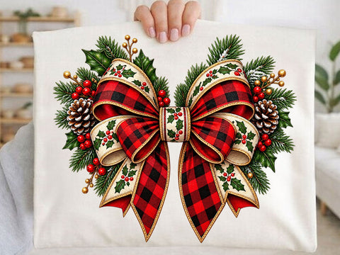 Christmas Plaid Bow Clipart PNG File SVG artprintfile 