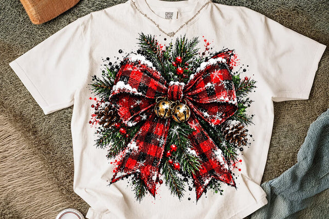 Christmas Plaid Bow Sublimation PNG SVG DesignDestine 