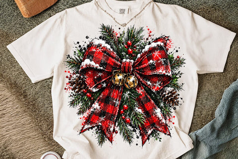 Christmas Plaid Bow Sublimation PNG SVG DesignDestine 