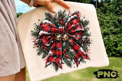 Christmas Plaid Bow Sublimation PNG SVG DesignDestine 