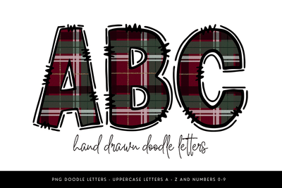 Christmas Plaid Doodle Alpha PNG Sublimation BijouBay 