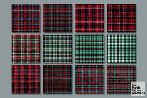 Christmas Plaid Fabric Texture Gingham Digital Pattern Fine Purple Elephant Creations 