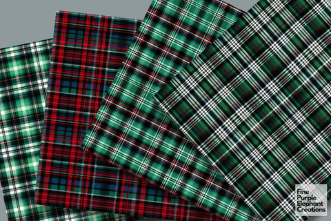 Christmas Plaid Fabric Texture Gingham Digital Pattern Fine Purple Elephant Creations 