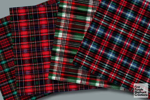 Christmas Plaid Fabric Texture Gingham Digital Pattern Fine Purple Elephant Creations 