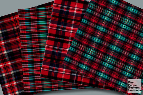 Christmas Plaid Fabric Texture Gingham Digital Pattern Fine Purple Elephant Creations 
