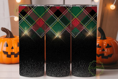 Christmas Plaid Glitter 20oz Tumbler Sublimation PixelChick 