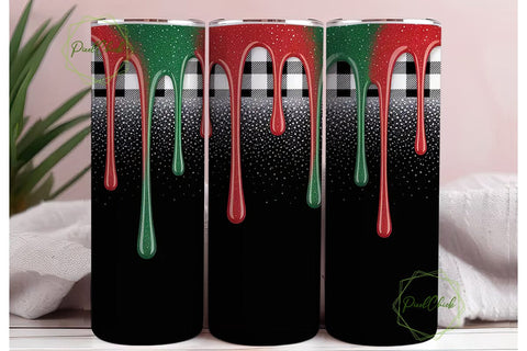 Christmas Plaid Glitter 20oz Tumbler Sublimation PixelChick 