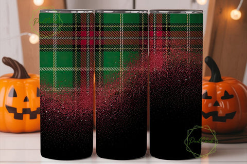Christmas Plaid Glitter 20oz Tumbler Sublimation PixelChick 