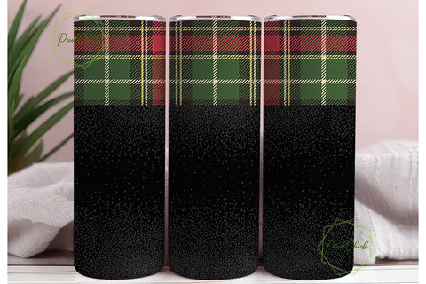 Christmas Plaid Glitter 20oz Tumbler Sublimation PixelChick 