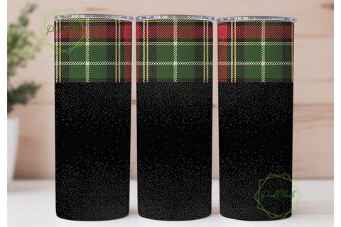 Christmas Plaid Glitter 20oz Tumbler Sublimation PixelChick 