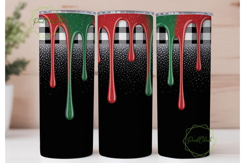 Christmas Plaid Glitter 20oz Tumbler Sublimation PixelChick 