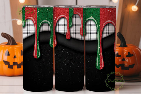 Christmas Plaid Glitter 20oz Tumbler Sublimation PixelChick 