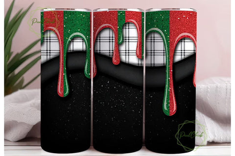 Christmas Plaid Glitter 20oz Tumbler Sublimation PixelChick 