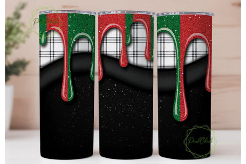 Christmas Plaid Glitter 20oz Tumbler Sublimation PixelChick 