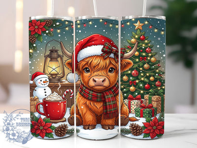 Christmas Plaid Highland Cow 20oz Tumbler, Highland Cow Plaid, Xmas Highland Cow, Plaid Cow Tumbler, Highland Cow PNG, Buffalo Plaid Cow, Farmhouse Cow Wrap, 20oz Tumbler Wrap Sublimation ToriDesigns 