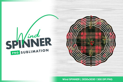 Christmas plaid pattern with berries wind spinner round png Sublimation Regulrcrative 