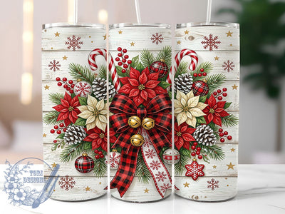 Christmas Plaid Poinsettia 20oz Tumbler, Christmas Plaid, Plaid Poinsettia, Poinsettia Tumbler, Christmas Poinsettia, Plaid Tumbler, 20oz Tumbler Wrap, Christmas Tumbler Sublimation ToriDesigns 