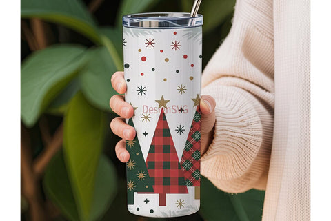 Christmas Plaid Trees 20oz Tumbler Wrap Sublimation DesignSVG 