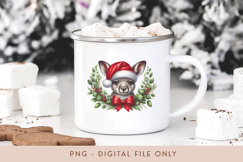 Christmas PNG - Cute Kangaroo Clipart Sublimation Design Sublimation BijouBay 