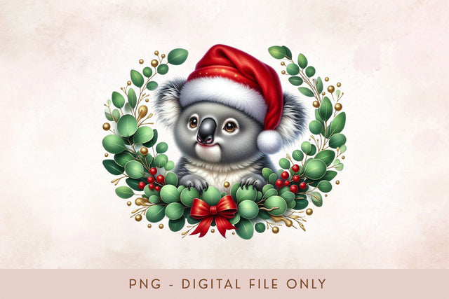 Christmas PNG - Cute Koala Clipart Sublimation Design Sublimation BijouBay 