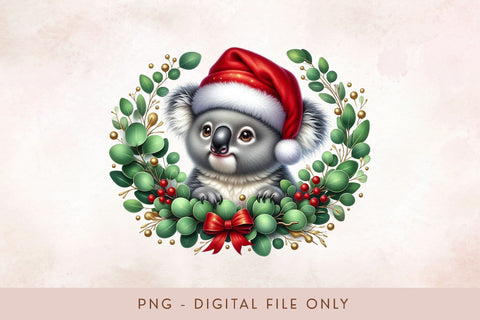 Christmas PNG - Cute Koala Clipart Sublimation Design Sublimation BijouBay 