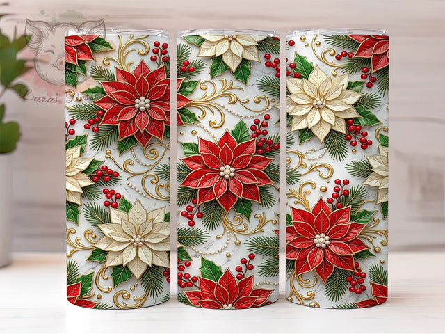 Christmas Poinsettia 20oz Tumbler, Christmas Poinsettia, Poinsettia Tumbler, Poinsettia PNG, Poinsettia Wrap, Holiday Poinsettia, Xmas Poinsettia, Christmas Tumbler Sublimation Lara' s Designs 
