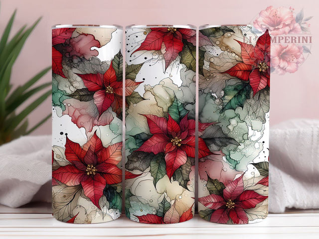 Christmas Poinsettia 20oz Tumbler Wrap PNG, Christmas Flowers Tumbler Png, Straight & Tapered Tumbler Wrap, Instant Digital Download Sublimation Li Zamperini 